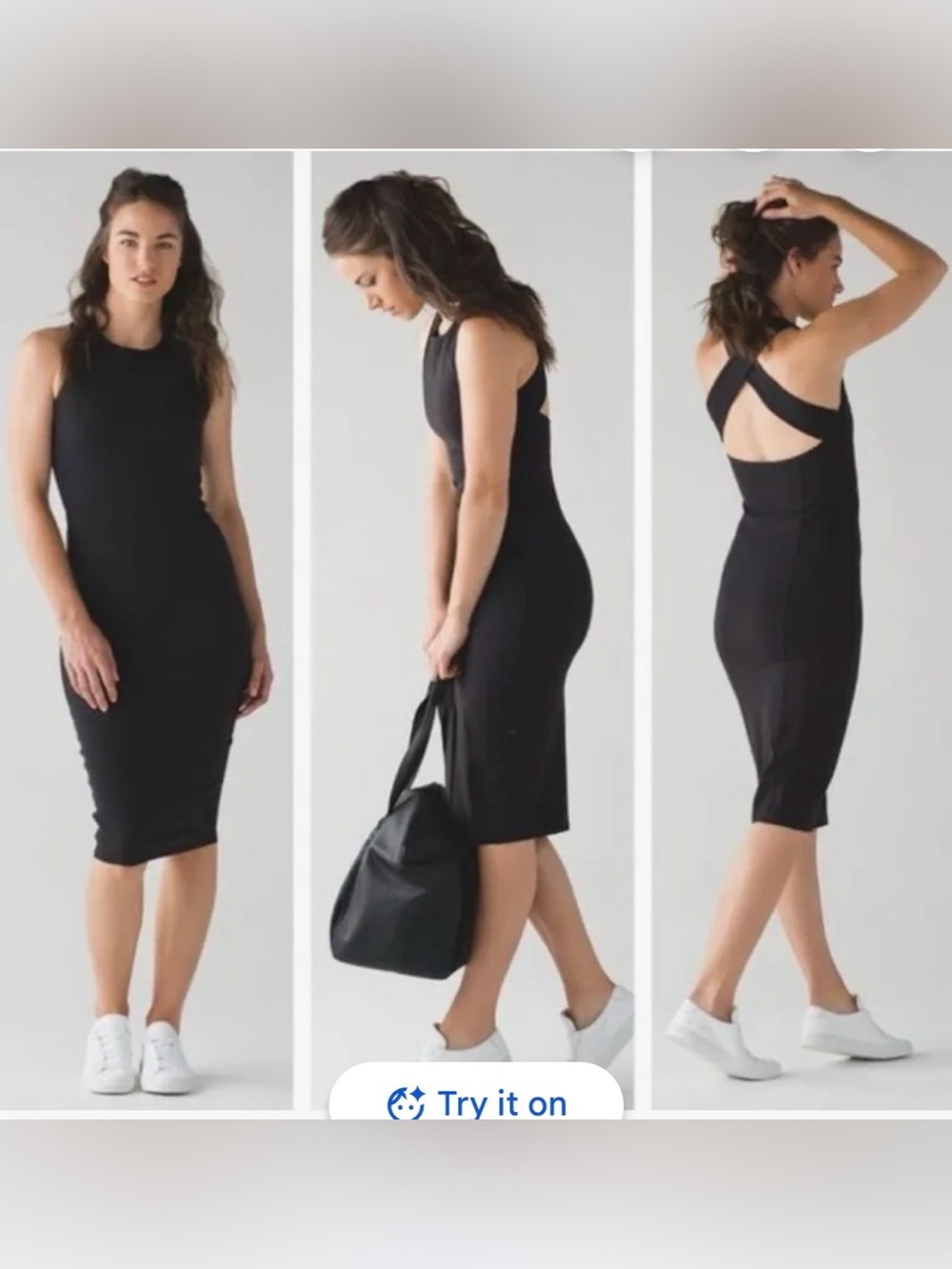 Lululemon Black Picnic Play Bodycon Midi Dress